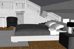 Design de chambre en 3D - vue de la zone du lit